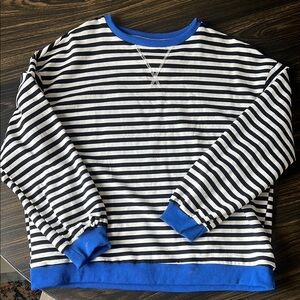 Striped Crewneck Sweater with Blue Accents